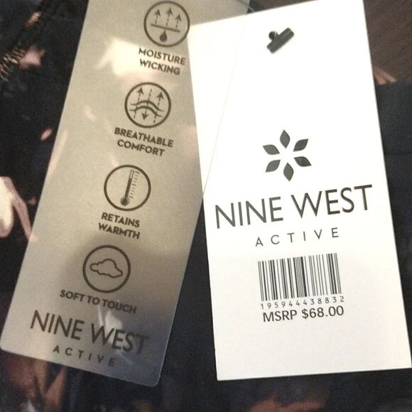 Nine West Active Moisture Wicking Black Floral High Rise Leggings Medium - Picture 4 of 11